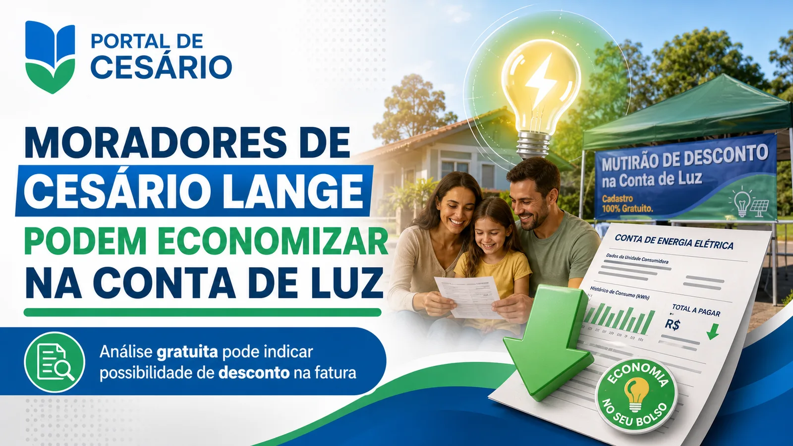 Conta de luz mais barata? Moradores de Cesário Lange podem verificar desconto gr - Economia em Cesário Lange