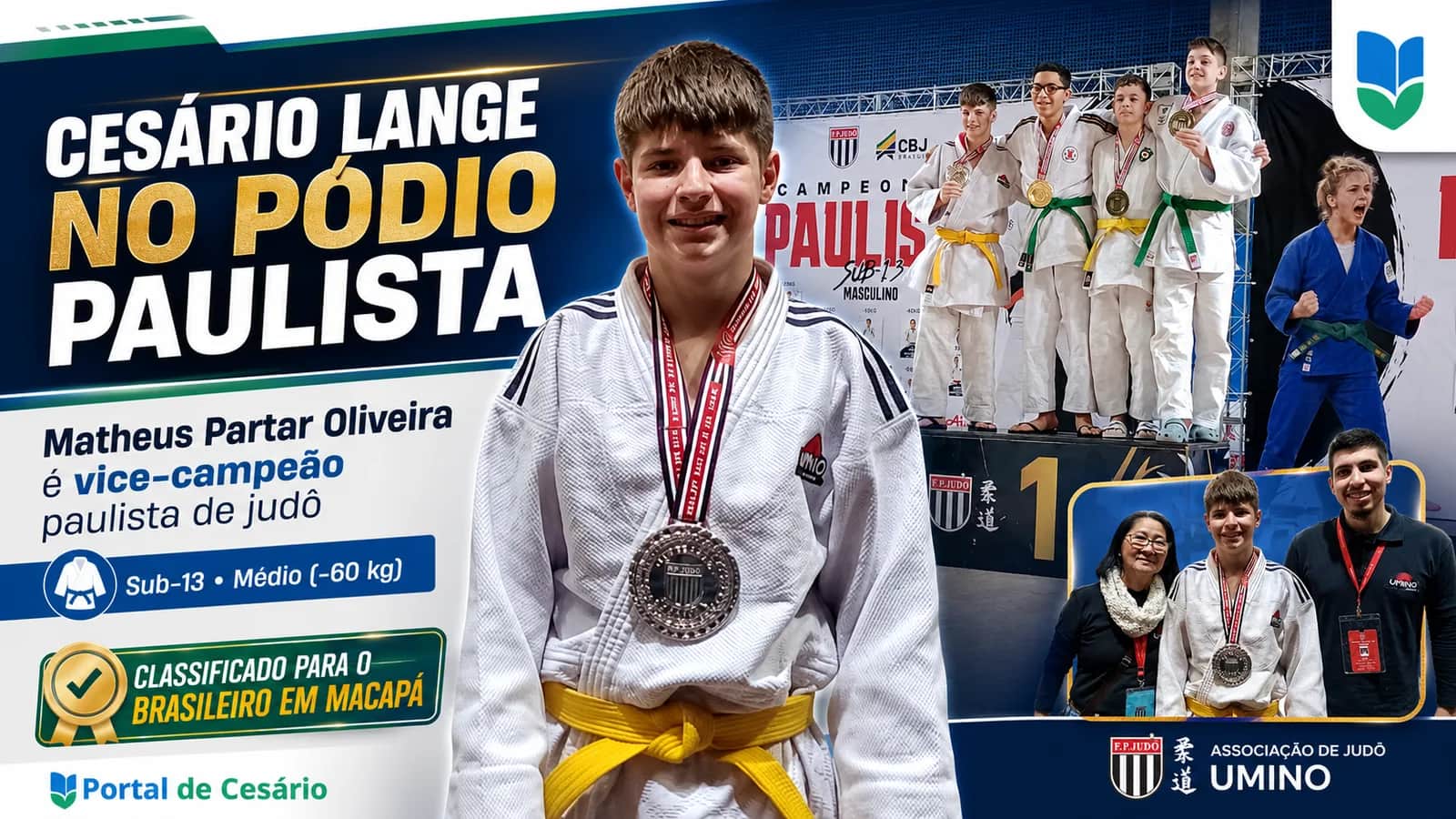 Judoca de Cesário Lange é vice-campeão paulista Sub-13 e se classifica para o Br - Esportes em Cesário Lange