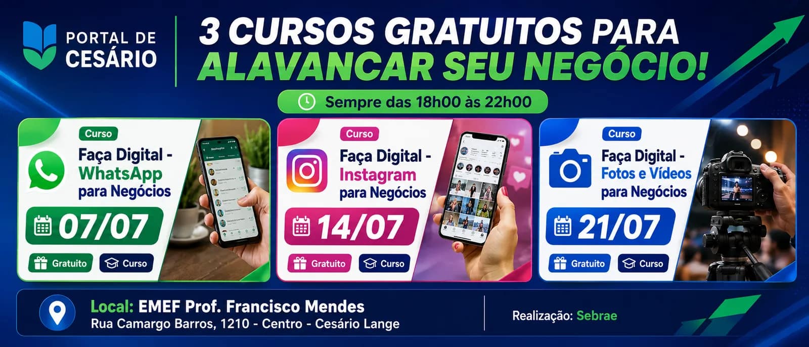 SEBRAE leva trilha gratuita de cursos digitais para empreendedores de Cesário La - Economia em Cesário Lange