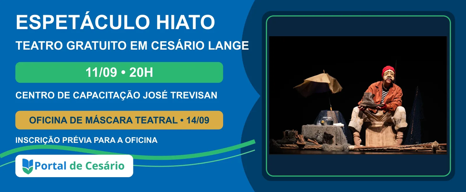 Espetáculo Hiato tem apresentação gratuita em Cesário Lange no dia 11 de setembr - Cultura em Cesário Lange