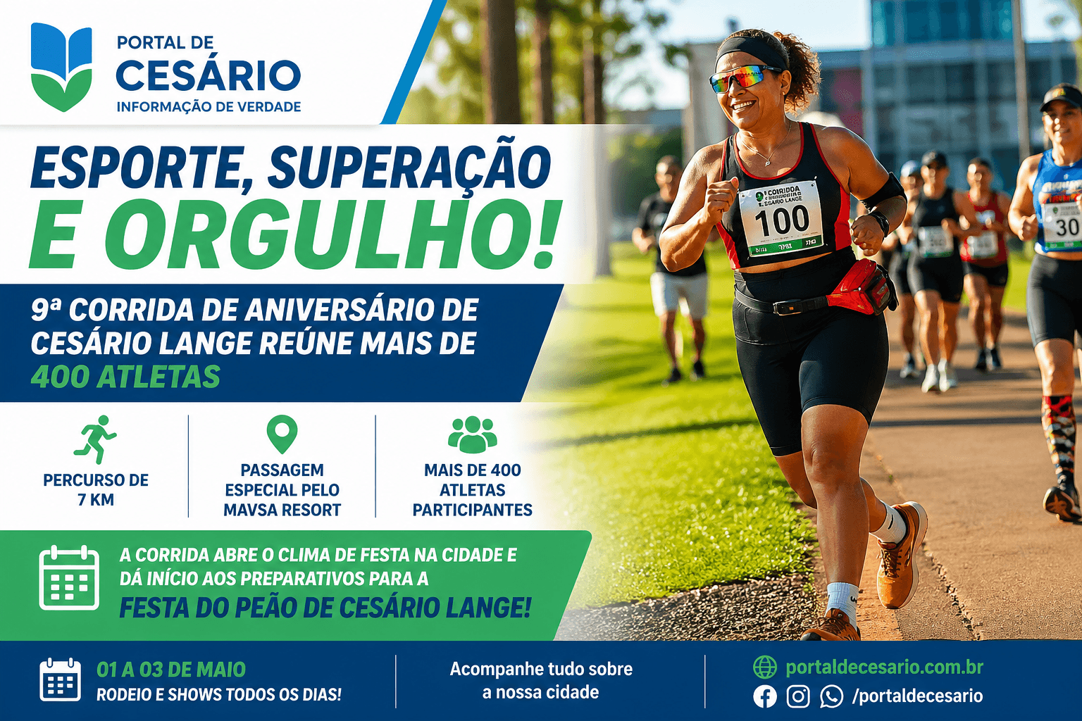 Corrida de Aniversário de Cesário Lange reúne mais de 400 atletas e abre clima d - Esportes em Cesário Lange